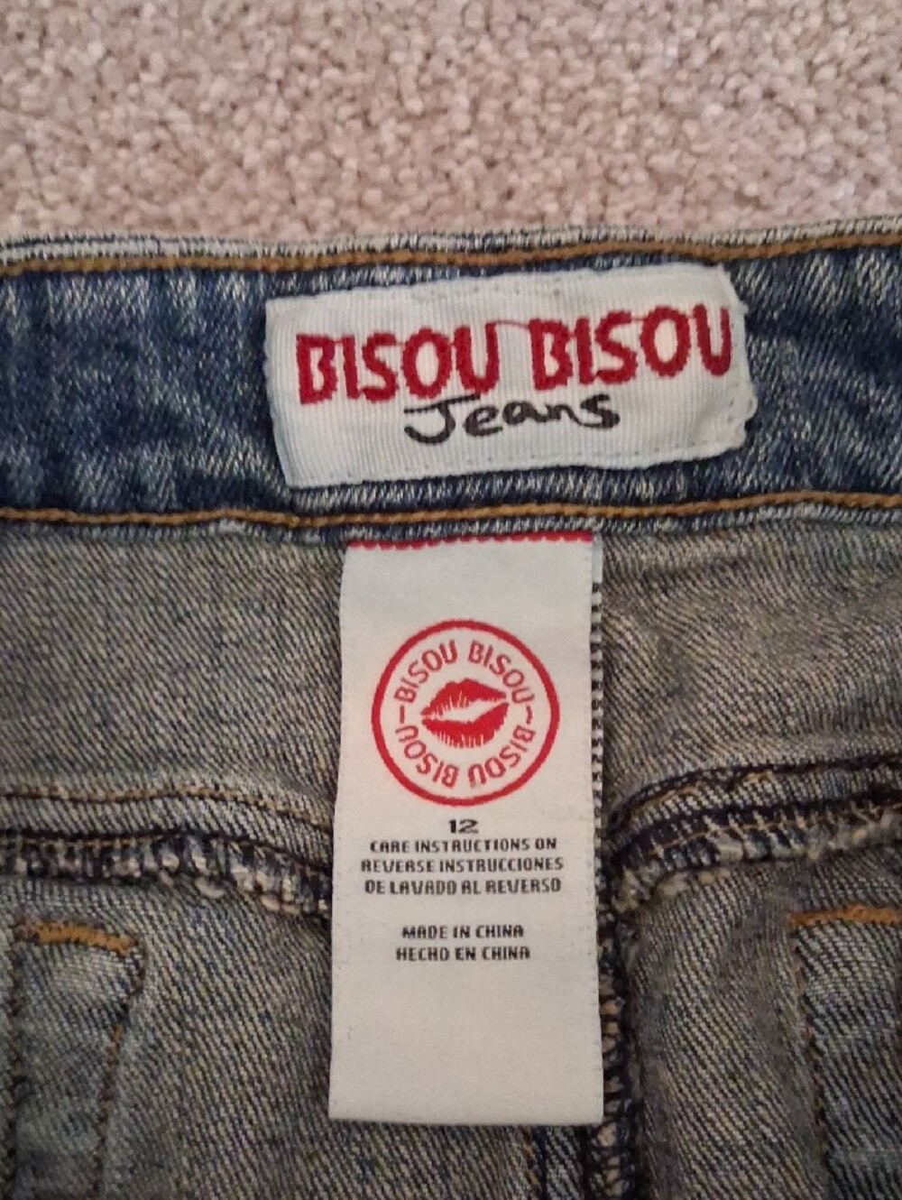 Bisou Bisou VTG Y2K Distressed Blue Denim WashSkirt. Boho ALine Mermaid Maxi 12 - Picture 8 of 13